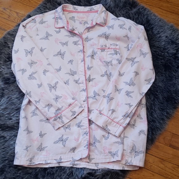 Victoria's Secret Flannel Sleep Set L Long Pink Butterfly - Picture 6 of 9